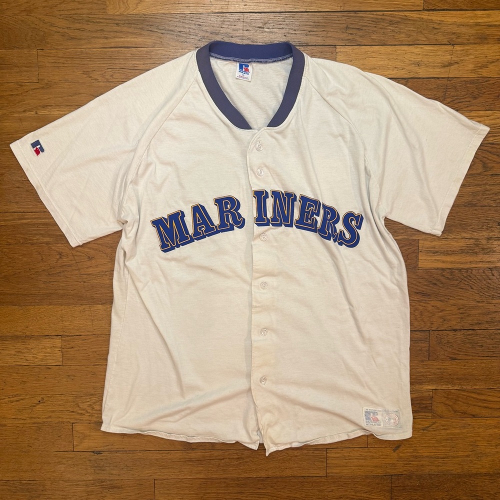 Vintage 80s Seattle Mariners Russell Athletic Home Baseball Jersey